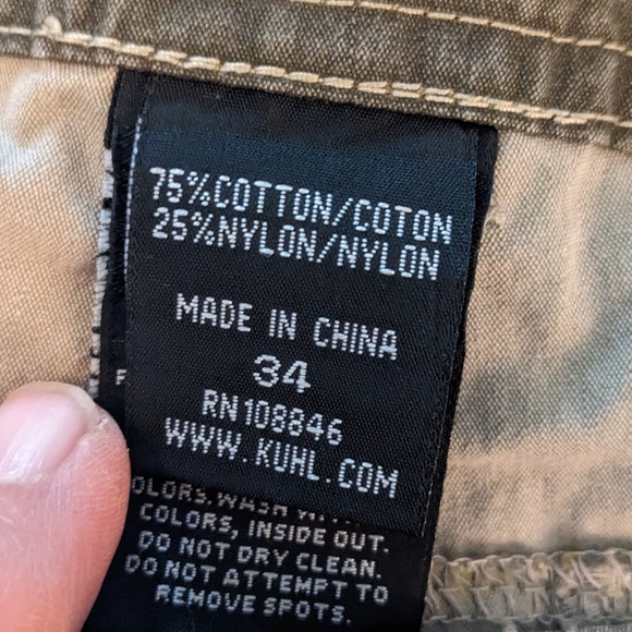 KÜHL Cargo Hiking Vintage Patina Dye Olive Outdoor Shorts Men's 34 EXC. COND.!! - Picture 6 of 10